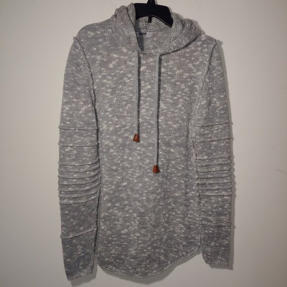 Leif Nelson Grey White Ombre Knit Hooded Pullover Sweater Size L - Picture 1 of 8